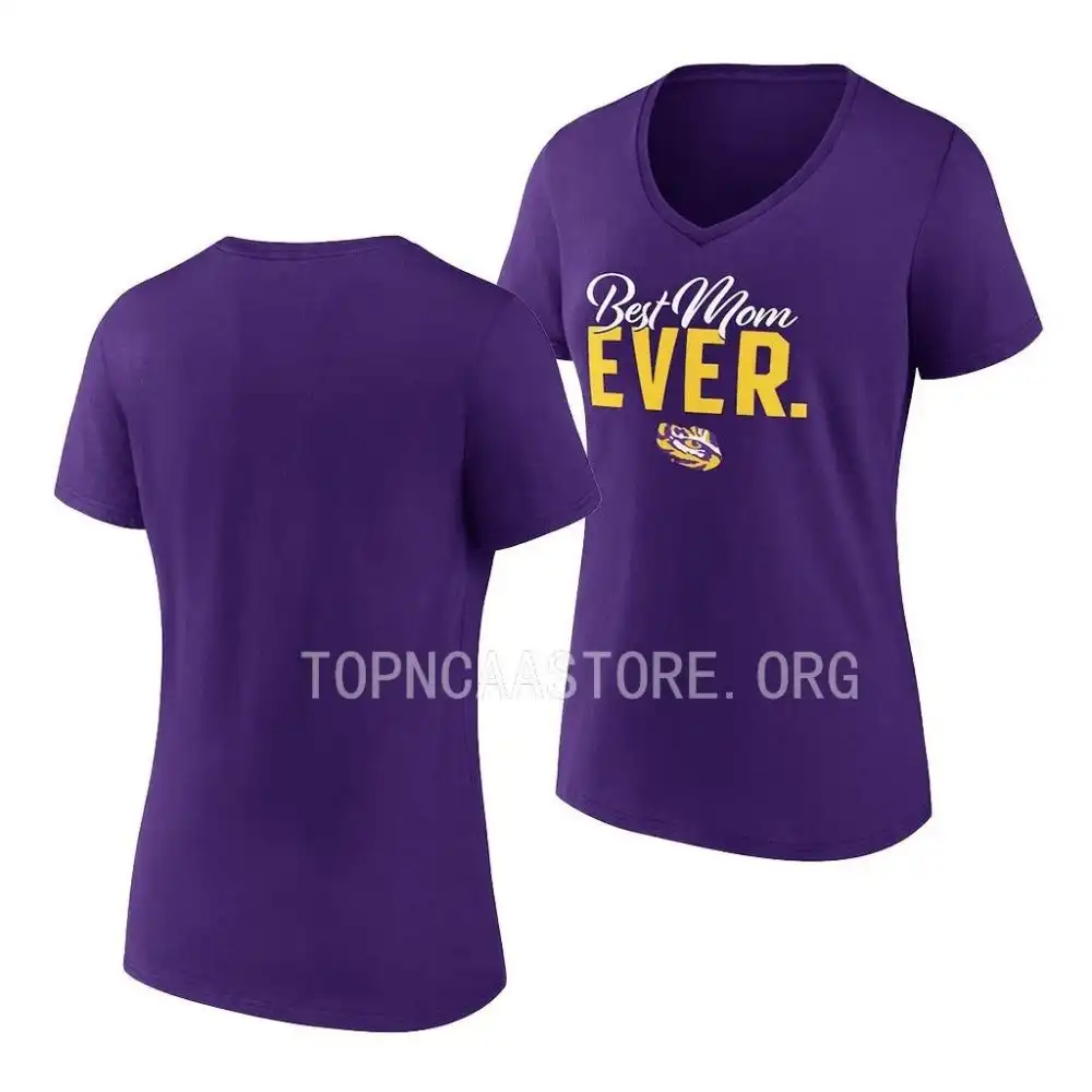 LSU Tigers Women's 2023 Purple NCAA Gift Mothers Day Football Best Mom Ever T-Shirt 2409ZODT3